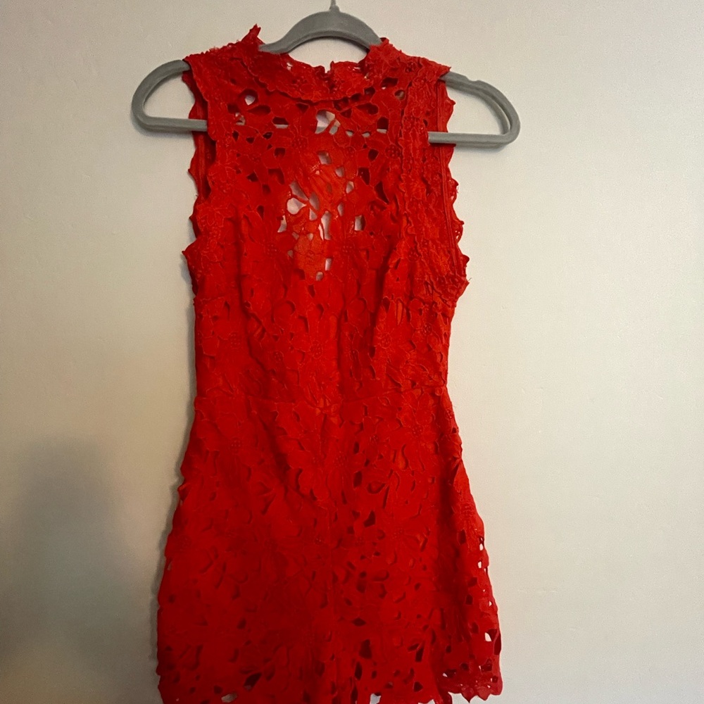Elegant Red Lace Romper